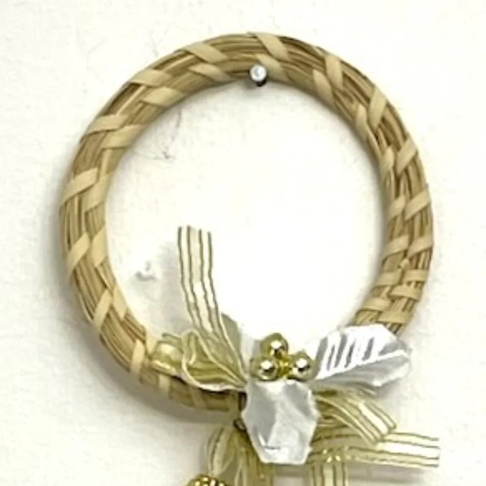 Vintage Sweet Grass Jingle Bell Doorknob Wreath‎ Hanger Christmas Holiday